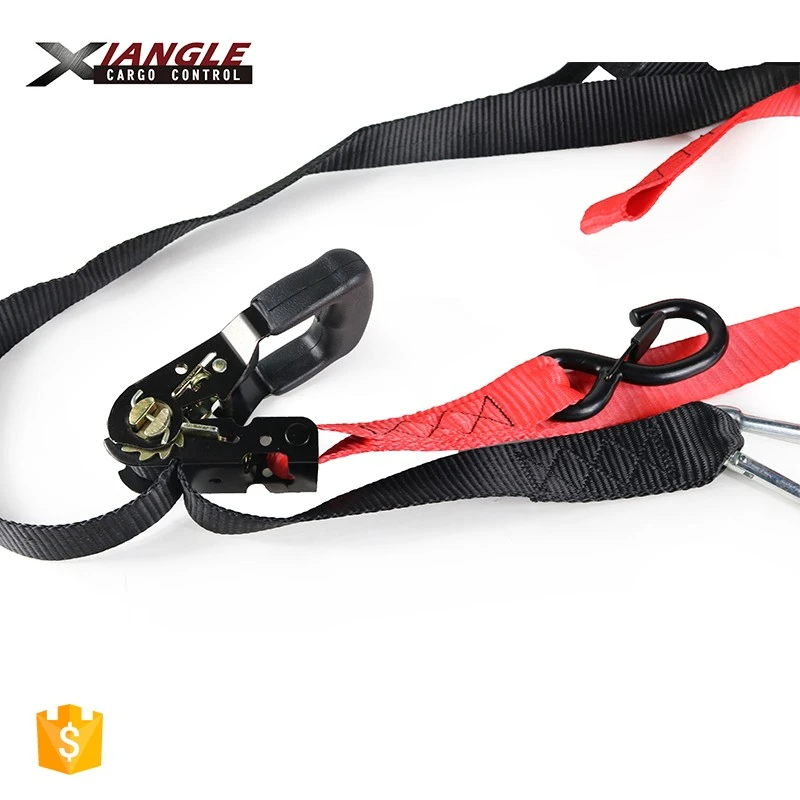 1.5 Inch Heavy-Duty Rubberi-covered Handle Ratchet Tie-down Strap With Velcro Storage Version factory