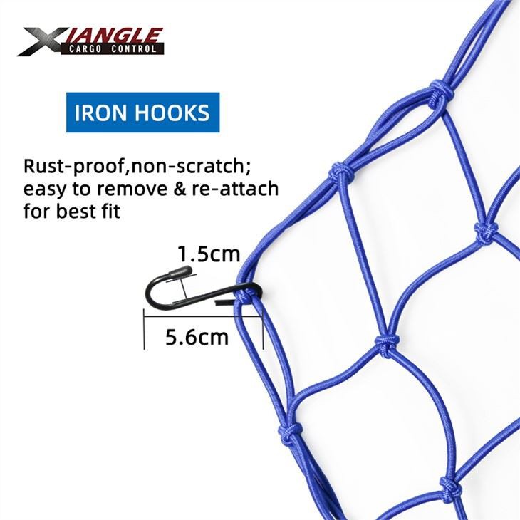 15'' X 15'' Cargo Net With Metal Hooks-rubber Inner Core, Strong And Durable